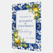 ブルータイルイエローレモン結婚の歓迎 アクリルサイン (傾斜)