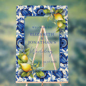 ブルータイルイエローレモン結婚の歓迎 アクリルサイン (ニュートラル)