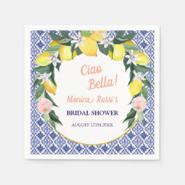 ブルータイルイタリアンレモンチャオベラブライダルシャワー スタンダードカクテルナプキン