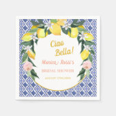 ブルータイルイタリアンレモンチャオベラブライダルシャワー スタンダードカクテルナプキン (正面)