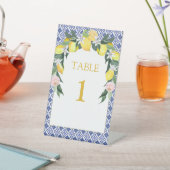 ブルータイルイタリアンレモンブライダルシャワーテーブルトップ 台座サイン (インサイチュ)