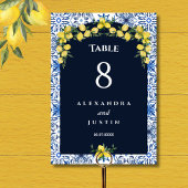 ブルータイルイタリアンレモ地中海のン結婚ズ テーブルナンバー