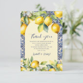 ブルータイルイタリアン水彩レモンベビーシャワー サンキューカード (スタンド正面)