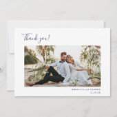 ブルータイルエレガントな結婚式ありがとう写真 サンキューカード (正面)