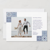 ブルータイルエレガントな結婚式ありがとう写真 サンキューカード (裏面)