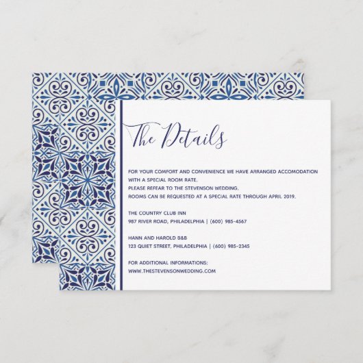 ブルータイルズの結婚式詳細挿入カード エンクロージャーカード (正面/裏面)