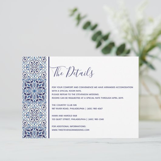 ブルータイルズの結婚式詳細挿入カード エンクロージャーカード (スタンド正面)