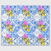 ブルータイルズブーゲンビラエレガントレパーソナライズされた ラッピングペーパー (フラット)