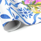 ブルータイルズブーゲンビラエレガントレパーソナライズされた ラッピングペーパー (ロールコーナー)