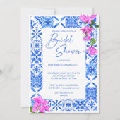 ブルータイルズブーゲンビリアエレガントブライダルシャワー 招待状 (正面)