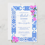 ブルータイルズブーゲンビリアエレガントブライダルシャワー 招待状 (正面)