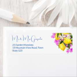 ブルータイルズブーゲンビリーレモンエレガントな結婚式 ラベル