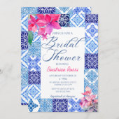 ブルータイルズブーゲンビレアアマルフィブライダルシャワー 招待状 (正面/裏面)