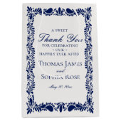 ブルータイルタラベラフィスペインのエスタ結婚式の引き出物 ミディアムペーパーバッグ (正面)