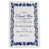 ブルータイルタラベラフィスペインのエスタ結婚式の引き出物 ミディアムペーパーバッグ (裏面)