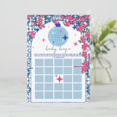 ブルータイルディスコ赤ちゃんシャワービンゴゲームカード 招待状 (スタンド正面)