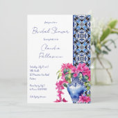 ブルータイルフランスのブーゲンビリアブライダルシャワー 招待状 (スタンド正面)