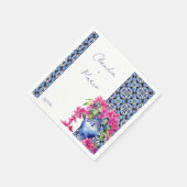 ブルータイルフランスのブーゲンビリア優雅な結婚式 スタンダードカクテルナプキン (角)