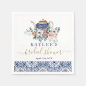 ブルータイルブライダルシャワーティーデコール スタンダードカクテルナプキン (正面)