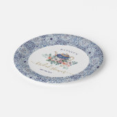 ブルータイルブライダルシャワーティーデコール ペーパープレート (アングル)