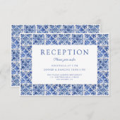 ブルータイルモダンウェディングレセプション エンクロージャーカード (正面/裏面)