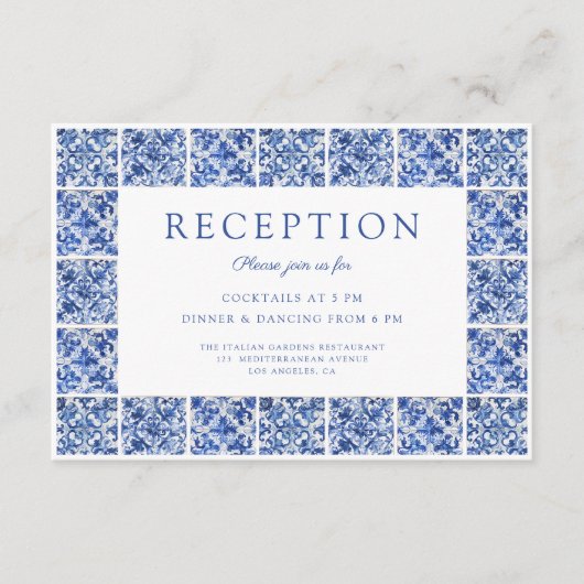 ブルータイルモダンウェディングレセプション エンクロージャーカード (正面)