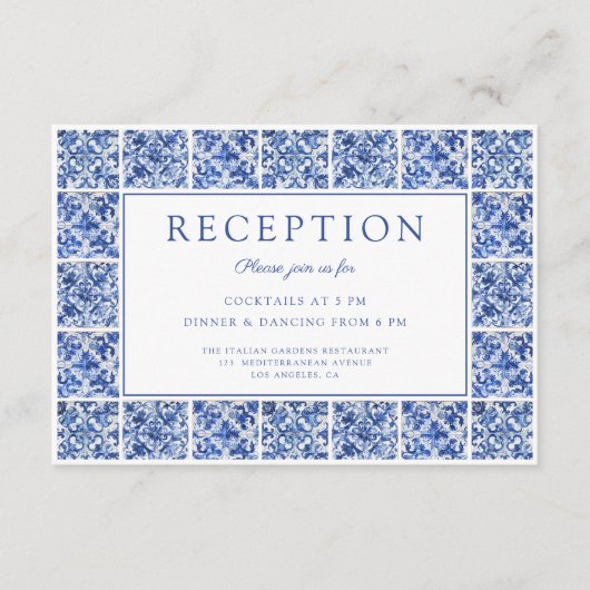 ブルータイルモダンウェディングレセプション エンクロージャーカード (正面)