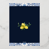 ブルータイルレモイタリアンン地中海の結婚ズ 箔招待状 (裏面)