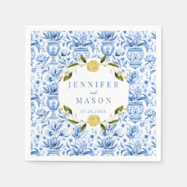 ブルータイルレモイタリアンン結婚の紙ナプキン スタンダードカクテルナプキン