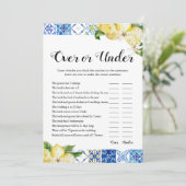 ブルータイルレモンの上または下のブライダルシャワーゲーム 招待状 (スタンド正面)