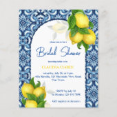ブルータイルレモンアマルフィバジェットブライダルシャワー招待状 (正面)