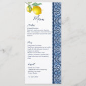 ブルータイルレモンアマルフィブライダルシャワーテンプレート メニュー (正面)