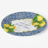 ブルータイルレモンアマルフィブライダルシャワーパーティー ペーパープレート (アングル)