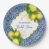 ブルータイルレモンアマルフィブライダルシャワーパーティー ペーパープレート (正面)