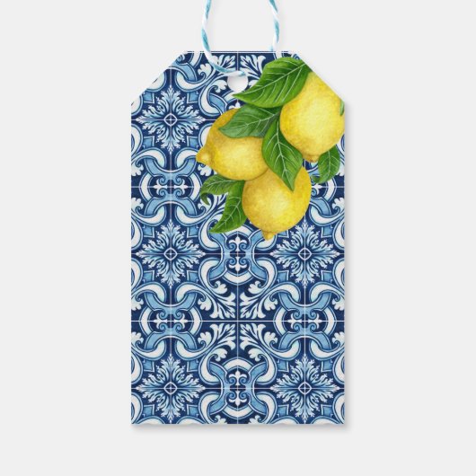 ブルータイルレモンアマルフィブライダルシャワー感謝していユー ギフトタグ (裏面)