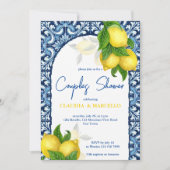 ブルータイルレモンアマルフィポジターノカップルのシャワー 招待状 (正面)