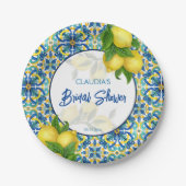 ブルータイルレモンアマルフィポジターノブライダルシャワー ペーパープレート (正面)