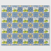 ブルータイルレモンアマルフィポジターノ誕生日カスタム ラッピングペーパー (フラット)