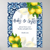 ブルータイルレモンアマルフィ赤ちゃんシャワーのギフトサイン ポスター (正面)