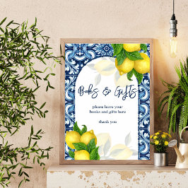 ブルータイルレモンアマルフィ赤ちゃんシャワーのギフトサイン ポスター