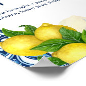 ブルータイルレモンアマルフィ赤ちゃんシャワーラッフルサイン ポスター (角)