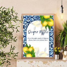 ブルータイルレモンアマルフィ赤ちゃんシャワーラッフルサイン ポスター