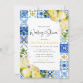 ブルータイルレモンイタリアンウェディングシャワー招待状 招待状 (正面)