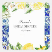 ブルータイルレモンイタリアンブライダルシャワー スクエアシール (正面)