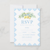 ブルータイルレモンウェディングイタリアンRSVPカード 出欠カード (正面)