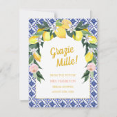 ブルータイルレモングラツィエミルブライダルシャワー サンキューカード (正面)