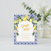 ブルータイルレモングラツィエミルブライダルシャワー サンキューカード (スタンド正面)