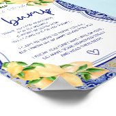 ブルータイルレモンシトラス赤ちゃんシャワーサイン ポスター (角)