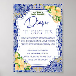 ブルータイルレモンシトラス赤ちゃんシャワーサイン ポスター