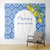 ブルータイルレモンタスアモアブライダルシャワー背景 タペストリー (インサイチュ(横))